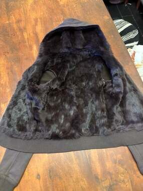 Vintage Juicy Couture Brown Zip Up Hoodie with Rabbit Fur Lining